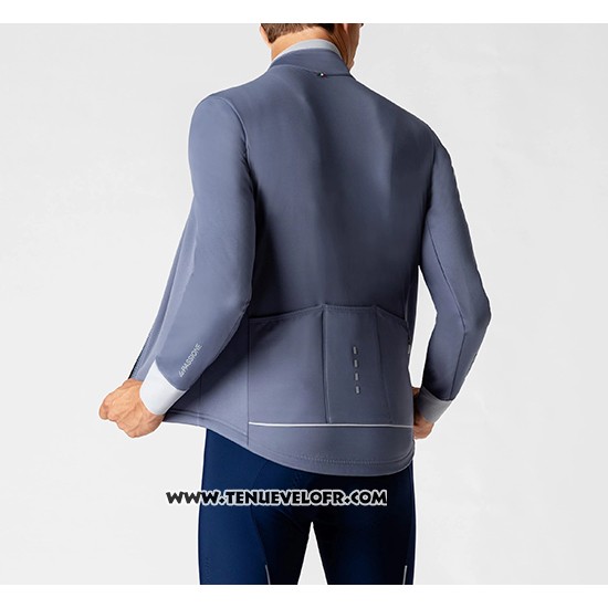 2019 Maillot Ciclismo La Passione Gris Blanc Manches Longues et Cuissard